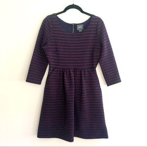 💈MAEVE Navy Red Knit Fit & Flare Dress